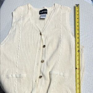 Cream Knit Button-Up Vest
